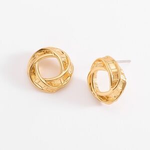 New 18k Gold Hoop Earrings with Inset Crystal Diamonice